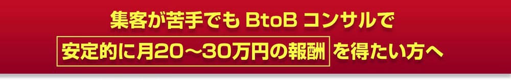 集客が苦手でもBtoBコンサルで安定的に月20～30万円の報酬を得たい方へ。